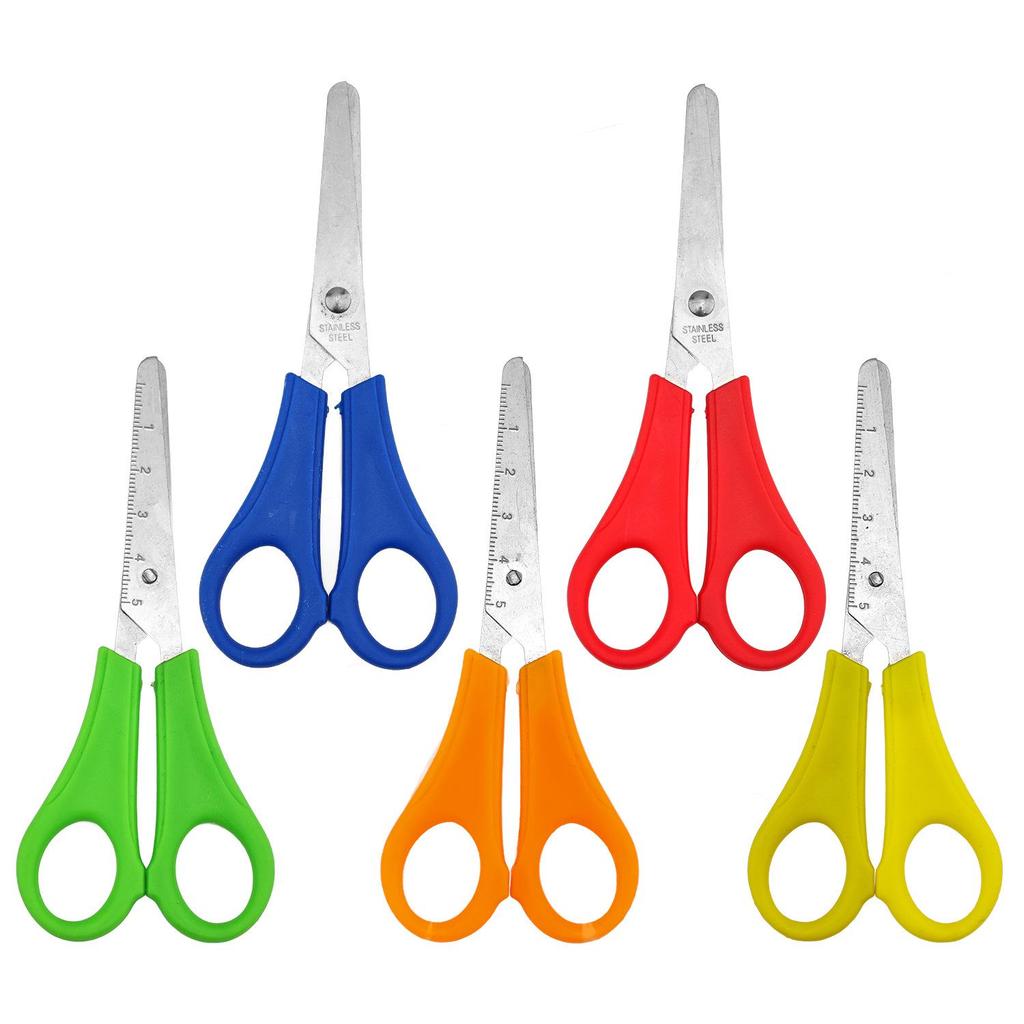 Stainless Steel Long Head Student Craft Scissors with Scale 