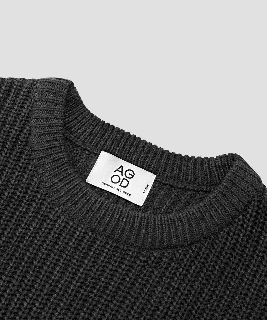 AGOD Crew Neck Rib Oversized Hazzi Knit [Charcoal]