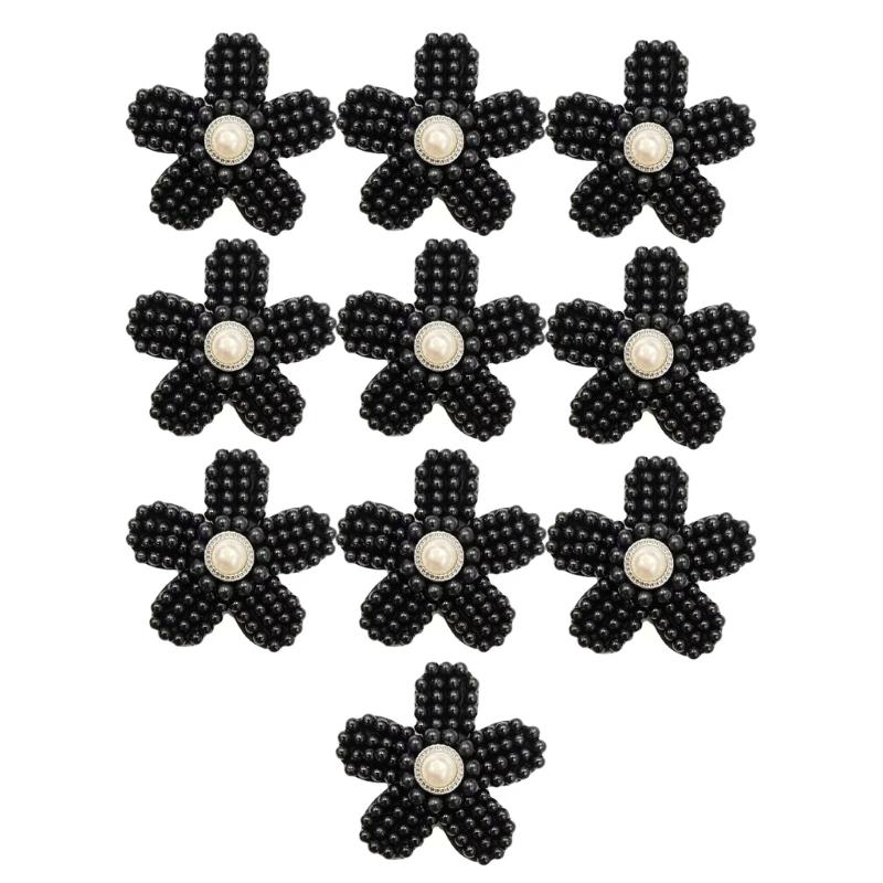 10 Pcs Handmade Sewing Patches Imitation Pearls Flower Patches for Clothing Jeans Hat Bag Lovely Decorative Patches
