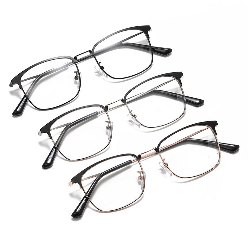 Double Light Discoloration Far And Near Reading Glasses Anti-Blue Business Men'S Metal Frame High Definition Reading Mirror