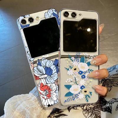 2 GAB salokāmi pārvelkami futrāļi priekš Samsung Galaxy Z Flip5 Flip4 Flip3 Moto Razr 40 Ultra Flowers Butterfly Love Heart Patern Triecienizturīgs datora cietais caurspīdīgais vāks