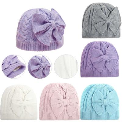 Baby-Bowknot für Jungen-Mädchen-Kappen-Baumwollstrick-Winter-warme Hüte
