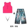 Kids Hip Hop Dance Outfit Set Boys Girls - Sleeveless Pink Top Navy Blue Pants With Accessories
