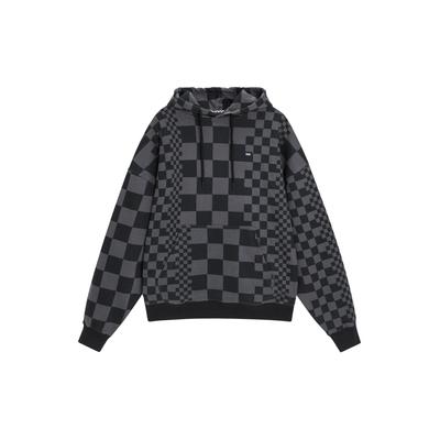 Vans Letter Logo Irregular Checkerboard Hoodie Unisex Hoodies Fog-Gray VN0A7YIZYC7