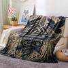 Nordische Rune Rabe Schlange Vintage Druck Flanell Überwurfdecke, Weiche Warme Sofa Bettdecke, Mythologie Heimdeko Decke