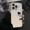 The new colored silver simple double love is suitable for Apple 17promax mobile phone case iphone15 Europe and America 14/16E.