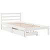 VidaXL Bed Frame with Drawers White 90x190 Cm Solid Pine Wood, Slatted Base, Single Bed Frame, Solid Wood Bed Frame 3301527