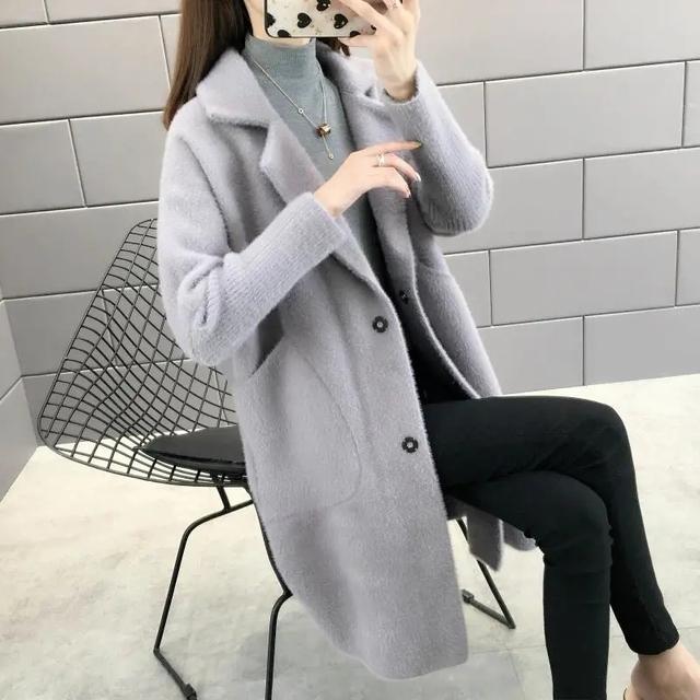 

Осень-зима женский трикотажный кардиган из искусственной норки, свитер, пальто, женские мягкие бархатные свитера, утепленная вязаная куртка Cosaco XXL