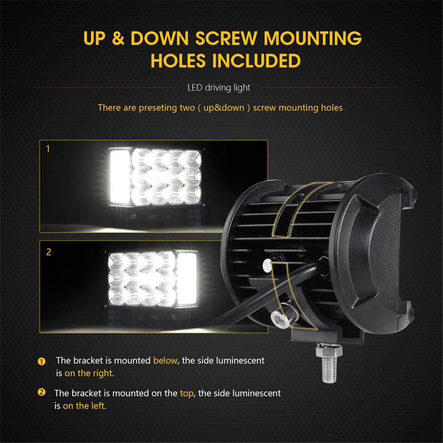 4 inch 57W Side Luminous Led Work Car Driving Lamp Offroad Light Bar Combo