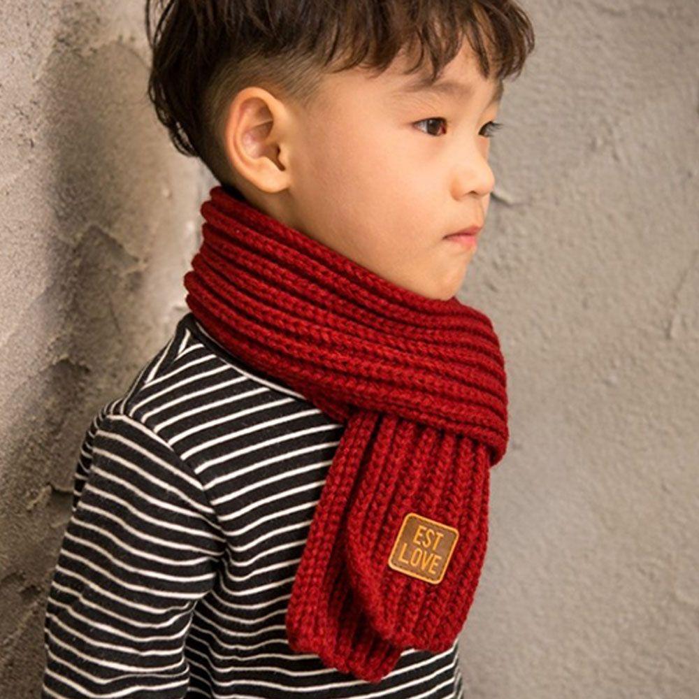 Winter Lederetikett Baby einfarbige gestrickte Halsmanschette Nackenwärmer
