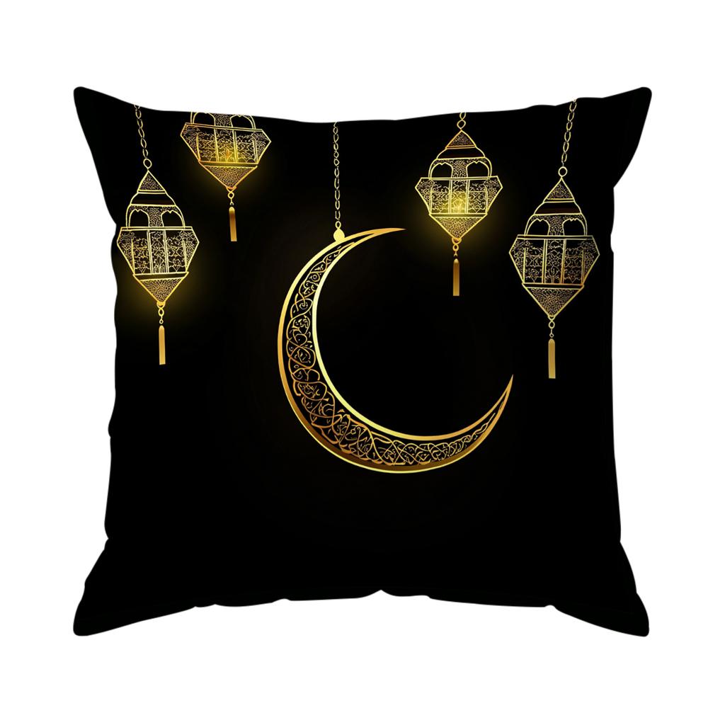 Black And Gold Ramadan Festival Pillowcase Bedroom Sofa Cushion Cover 100% Polyester Living Room Cushion Pillowcase Home Decor