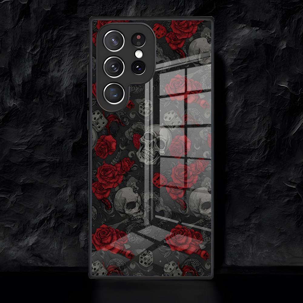 Gothic Patterns Raven Skulls Phone Case For Samsung S26 S25 Edge Ultra 24 23 22 21 Ultra Plus Fe A55 56 15 4G 5G Glass Cover