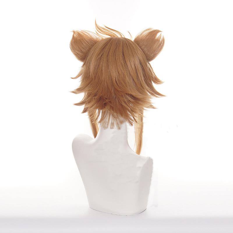 Syntetisk Anime Cosplay Peruk Genshin Impact Goro Brun Blandad Vit Peruk med lugg Värmebeständigt falskt hår Lolita peruk
