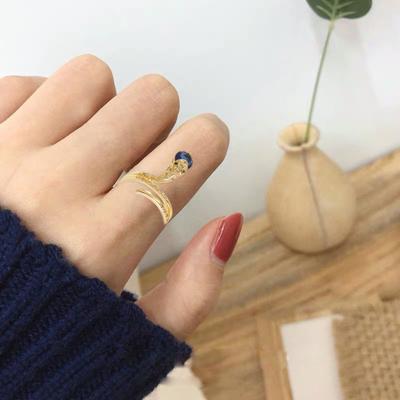 Damenring Glänzend Unregelmäßig Künstlerisch Geometrisch Eingelegt Schlangenform Fingerring für Party
