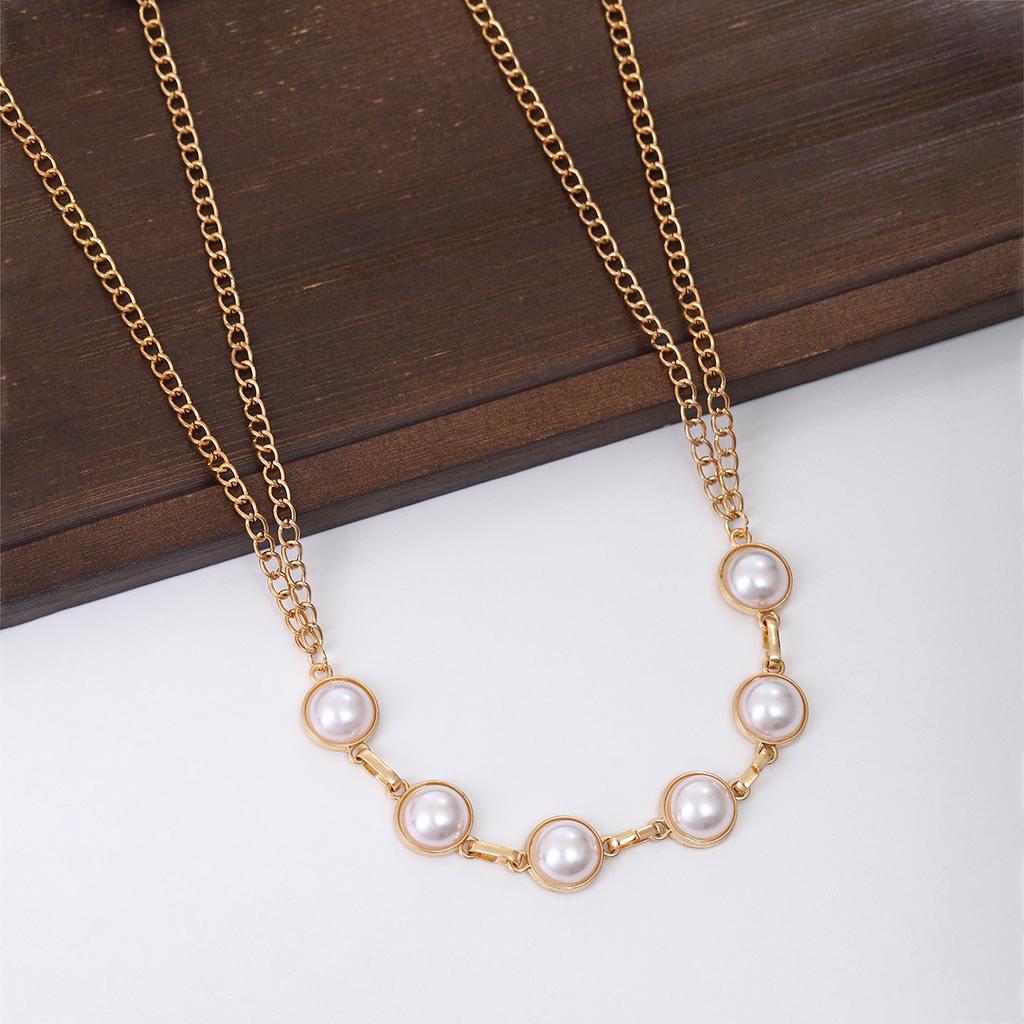 Light Luxury Niche Imitation Pearl Waist Chain, Simple High-End Collarbone Chain, Silver Jewelry Body Chain