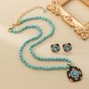 Of Retro Vintage Antique Earrings Set With Turquoise Inlaid Sapphire Pendant
