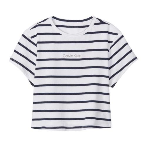 Calvin Klein Womens/Ladies Striped Fitted Crop T-Shirt