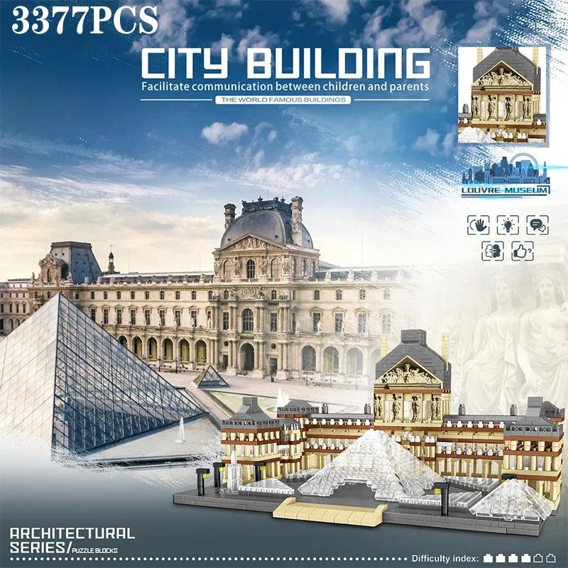 Louvre Modelové stavebnice Světově proslulé atrakce Architektonický model Cihličky Stolní dekorace Dětská hračka Vánoční Dárky pro kluky