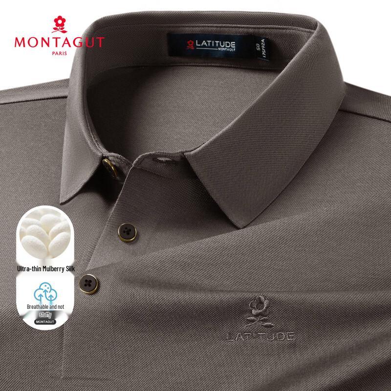 MONTAGUT Men s Silk Blend Seamless Polo Shirt 48