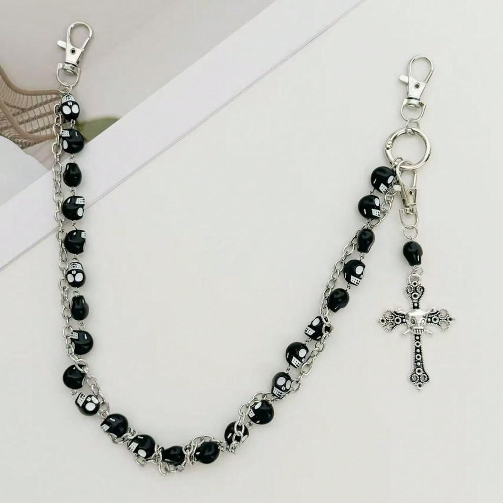 Hip Hop Gothic Men's and Women's Trendy Skull Pants Chain Cross Pants Chain Jeans Sub-Chain Accessories Pendant