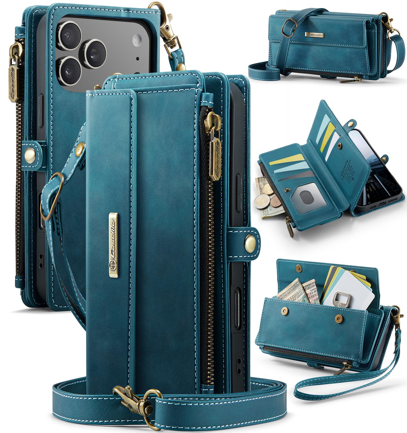 

Crossbody Magnetic Card Zipper Solt Wallet Flip Leather Case For iPhone 17 Pro Max 16 Plus 15 14 13 12 11 Long Lanyard Bag Cover iPhone 16