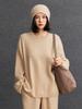 Women's Cashmere Cable Knit Round Neck Loose Sweater - Versatile, Simple, Autumn Winter Style