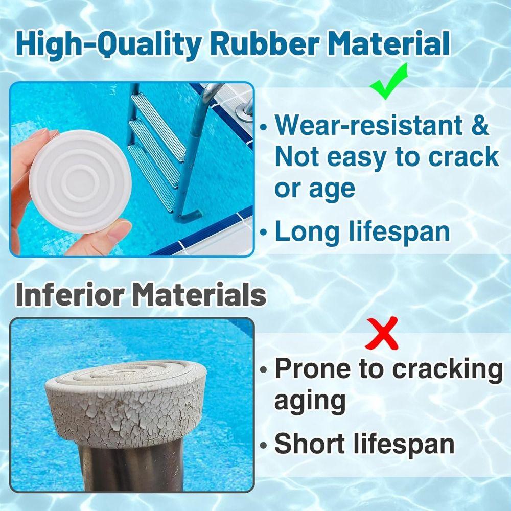 New Rubber Pools Ladder Bumpers Fit 1.9" Standard White Pools Ladder Caps Steps Tubing Inground Pools Ladder