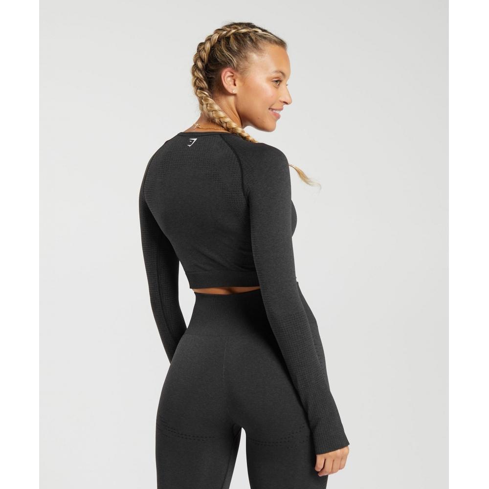 Gymshark Vital Seamless 2.0 Crop Top Black Marl B1a3d Bbf3