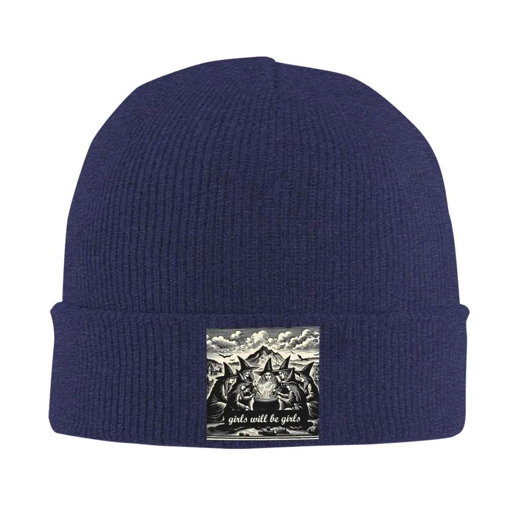 New Girls Will Be Girls Witchy Coven Knit Hat Beanies Autumn Winter Hats Warm Hip Hop Cap Unisex Women