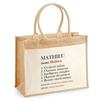Beach Bag - PLANETEE - Jute with « Mathieu Définition » Pocket - Cotton Printed In France - Strong Handles - 43x33 Cm