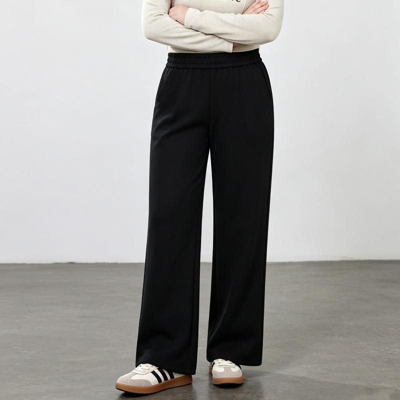 Plus Size Women Elastic High Waist Loose Straight Wide Leg Casual Pants