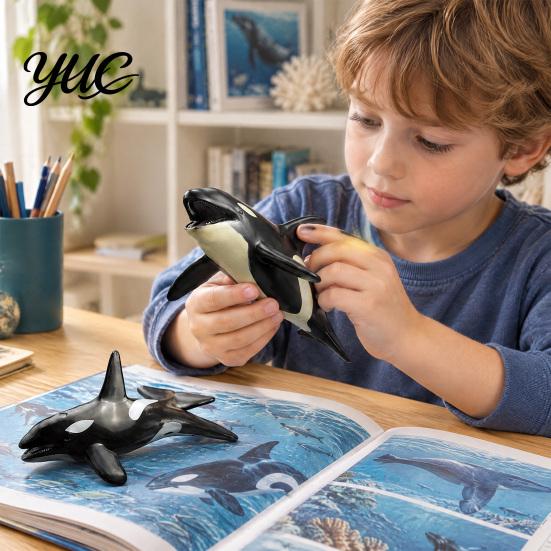 Educational Ocean Animal Toys Realistic Whale Model, Marine Creature Figurines, Beluga, Orca, Blue Whale, Gray Collectible Sea Life Figures