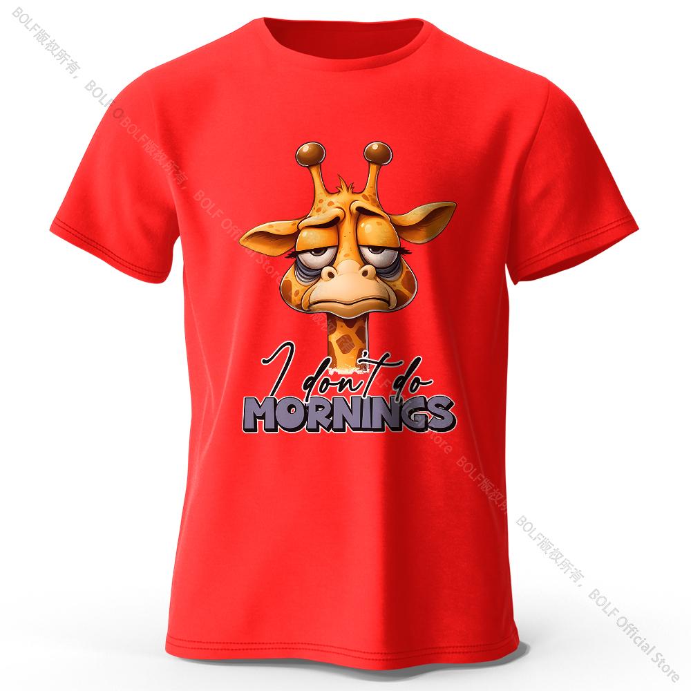Summer Round Neck 3D Cartoon Giraffe Printed Top Fashionable Casual Short Sleeved Children's Boy T-shirts