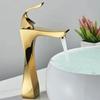 Hot and Cold Water Tap Single Handle Bathroom Faucet Nordic Basin Faucet Golden Chrome Single Hole Water Mixing Tap Deck Mounted