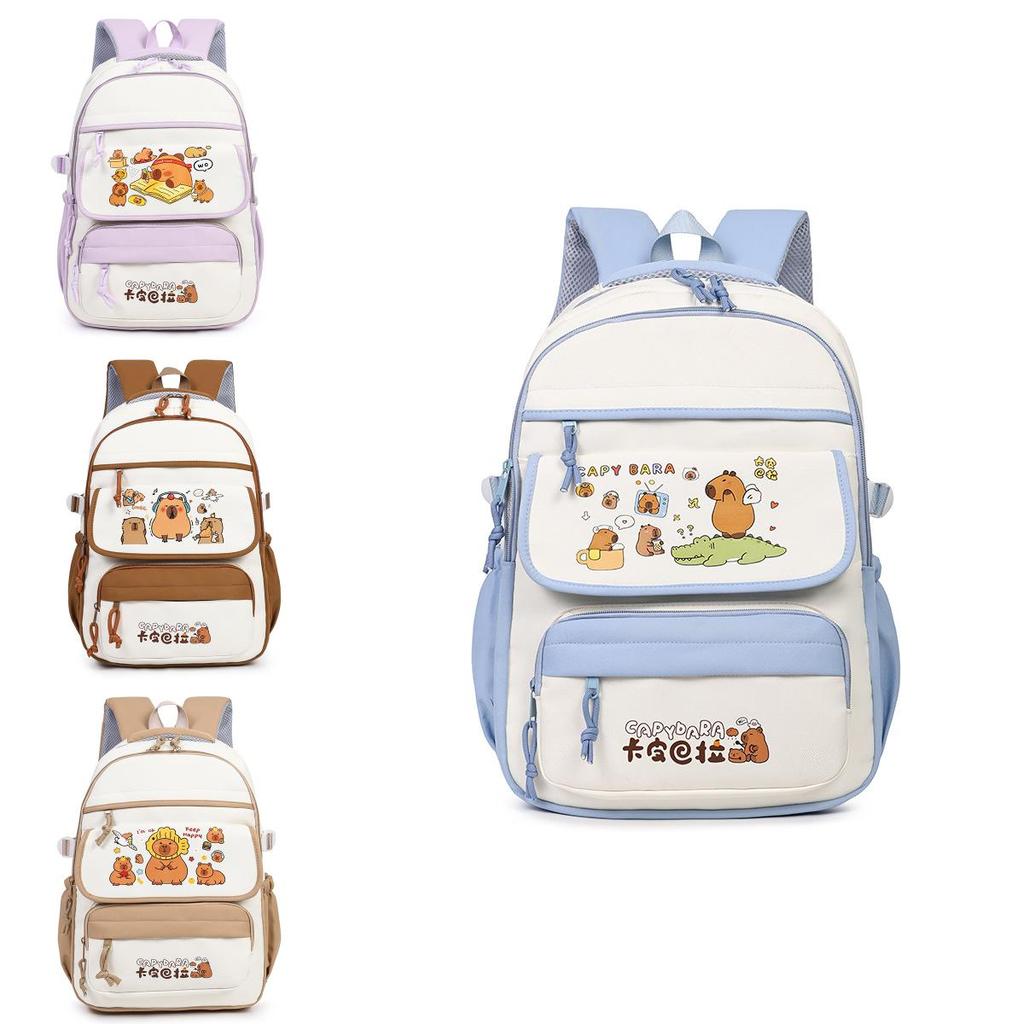 Capybara Kids Backpack With Cartoon Pattern And Lightweight Oxford Fabric For School Use