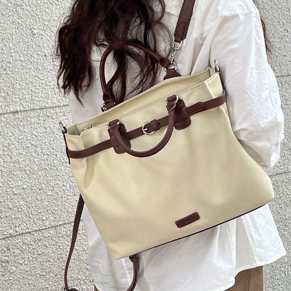 Solid Color Nylon Shoulder Bag French Laptop Bag Trendy Tote Bag  Handbag