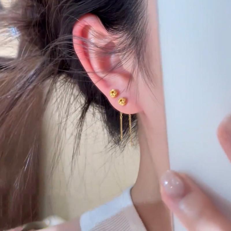 

Simple Golden Ruyi Earrings 2026 New Style Niche Light Luxury Texture Versatile Exquisite Sweet Earrings Earrings