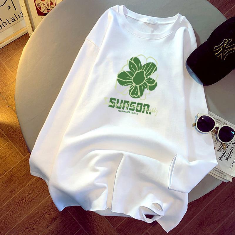 

Женская белая футболка с длинным рукавом свободного кроя на флисовой подкладке 2024 - Плотный базовый слой средней длины для осени/зимы 2XL (125-135 kg)