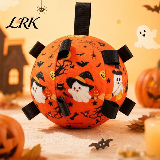 Interactive Pet Supplies Squeaky Dog Chew Ball Toy for Halloween, Bite Resistant Plush Toy, Teething Small Medium Large Breeds Dogs Tug Toys