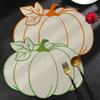 Elegant Embroidered Pumpkins Leaf Placemat For Halloween Dining Table Decoration Waterproof And Heat Resistant Kitchens Tableware