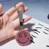 Diamond Happy Cute Face Keychain Clay Sticker Crystal Car Bag Pendant  Accessory
