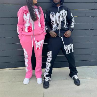 Y2K Trendy Bunte Buchstaben Gedruckt Lose Hip Hop Street Zipper Hoodie für Männer und Frauen