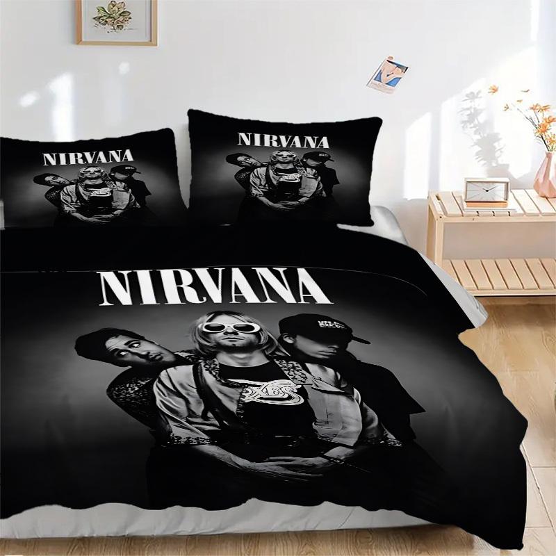 

3pcs Nirvana Band Cover Set, 1 Cover + 2 Pillowcases (No Insert), Bedding for All Seasons, Bedding,Bedroom Decor yy250922048 135x200cm