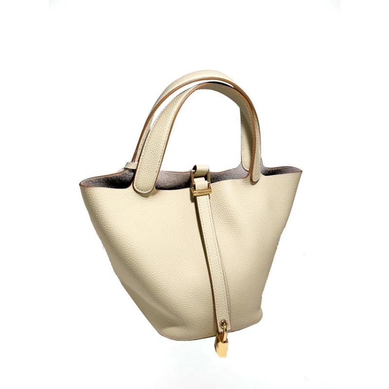 Vegetable Basket Handbag All Handmade Leather First Layer Cowhide Premium Versatile Bucket Bag Women's Bag