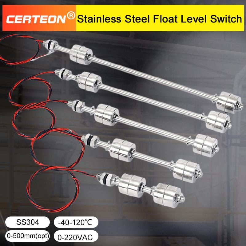304 Stainless Steel Dual Float Switch Liquid Level Controller, Water Level Sensor for Tank, High Low Liquid Level Switch