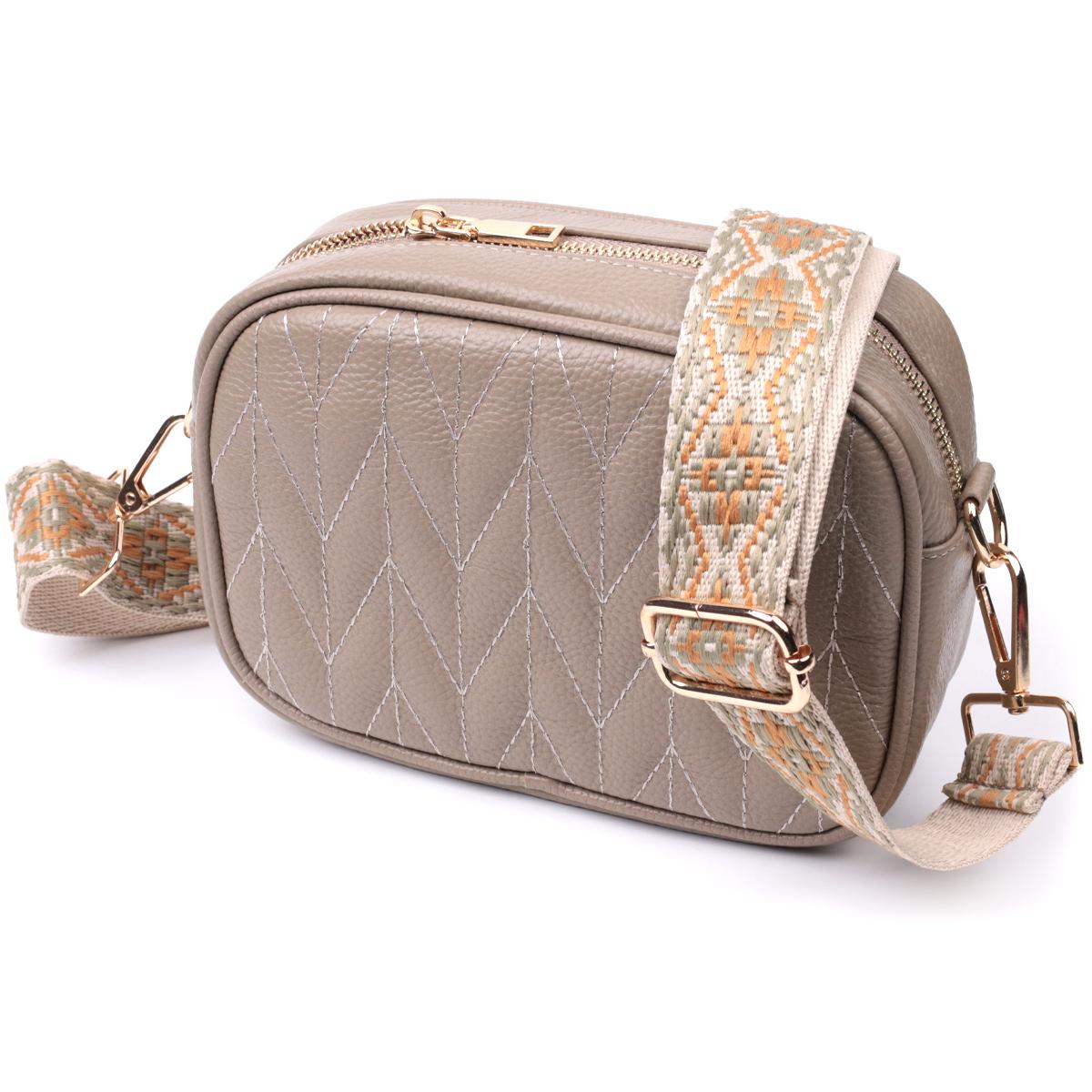 

Элегантная стеганая женская сумка из натуральной кожи Vintage 22612 Бежевый