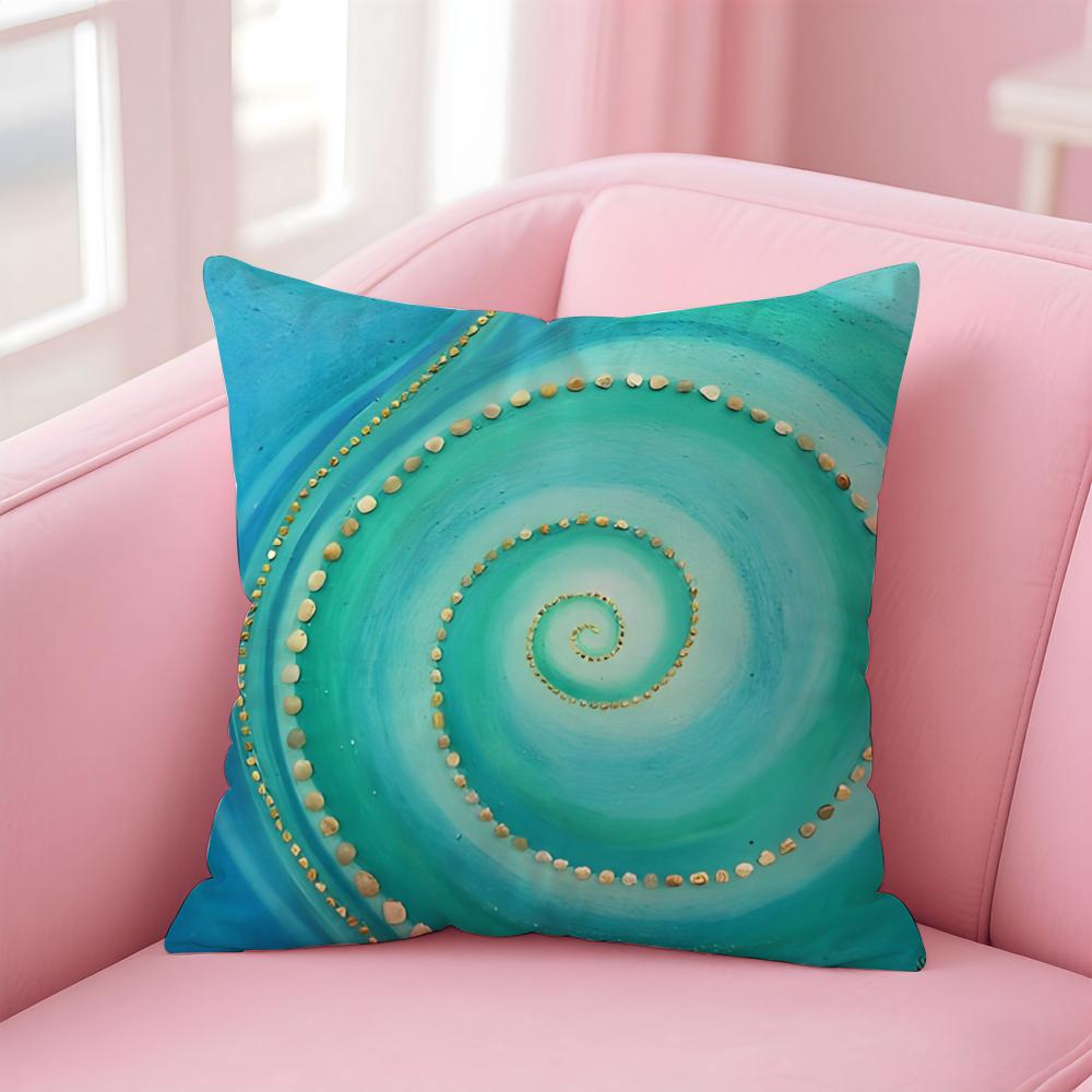 Blue Green Ocean Print Pattern Cushion Cover Pillow Case Soft Skin Friendly Fabric  Concealed Zipper