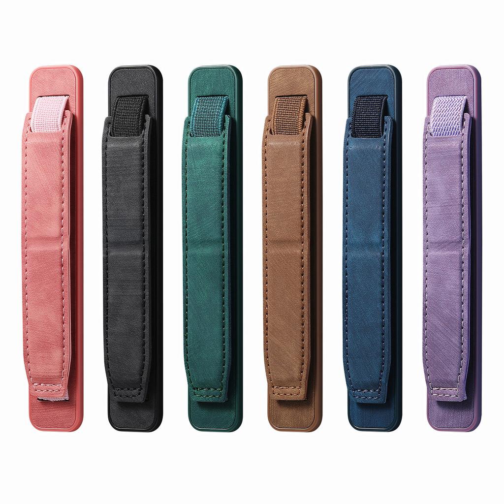 Pu Material Phone Holder With Stretchable Wristband For Home Office