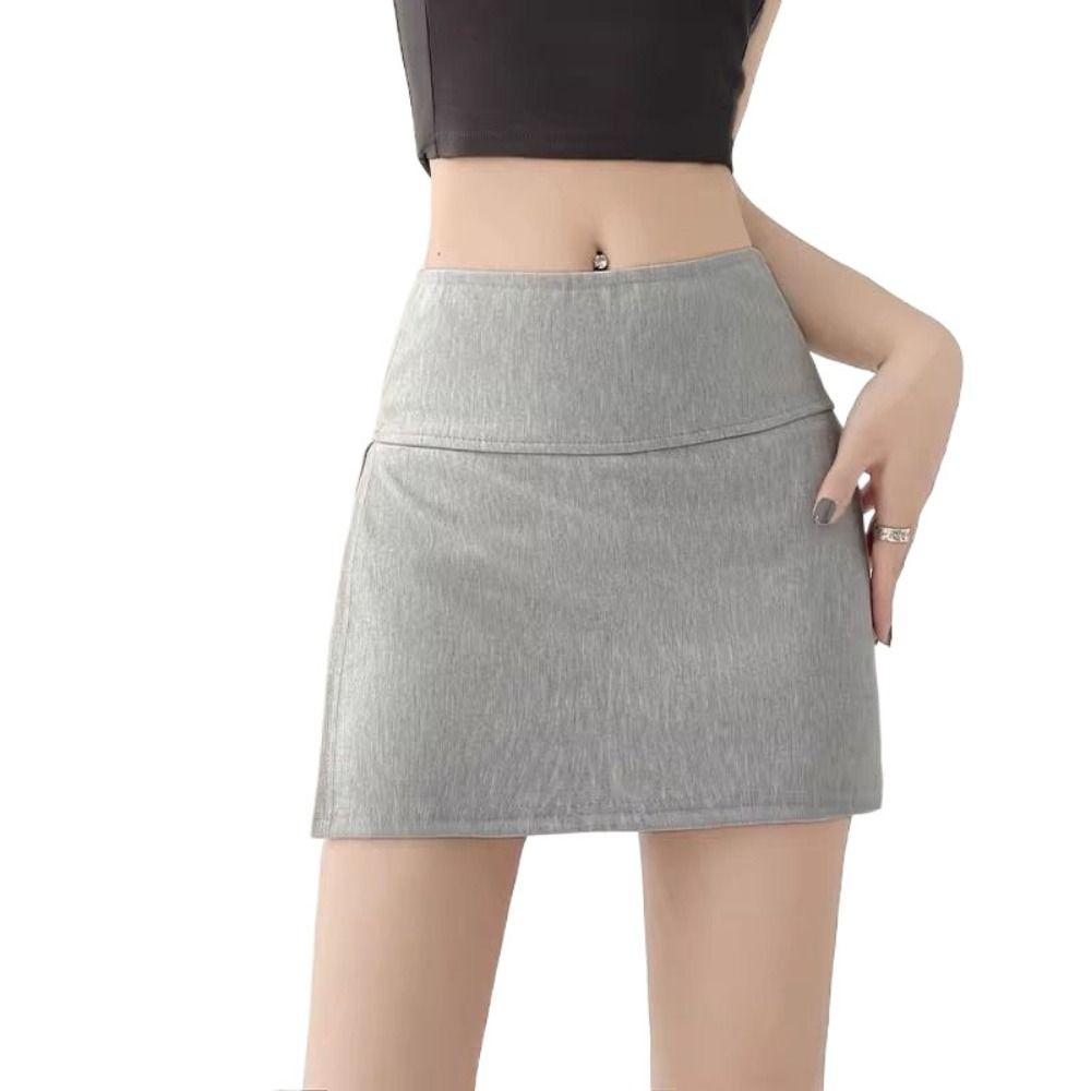 Y2K Mini Shorts Skirt Side Slit Skirt with Safety Shorts Fashion Women's A-line Culottes Club