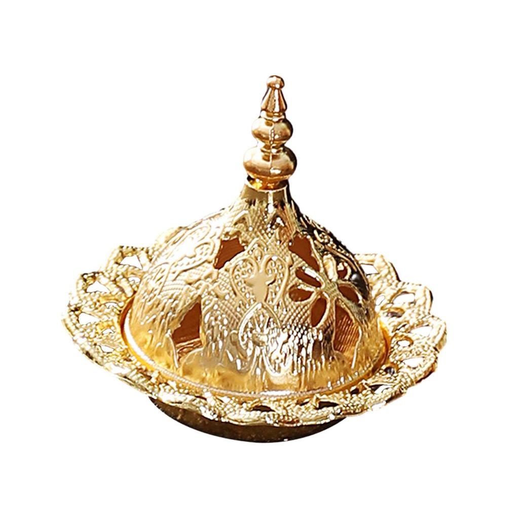 Arabic Incense Burner Candlestick Holder Ornament Metal Censer Cone for Yoga
